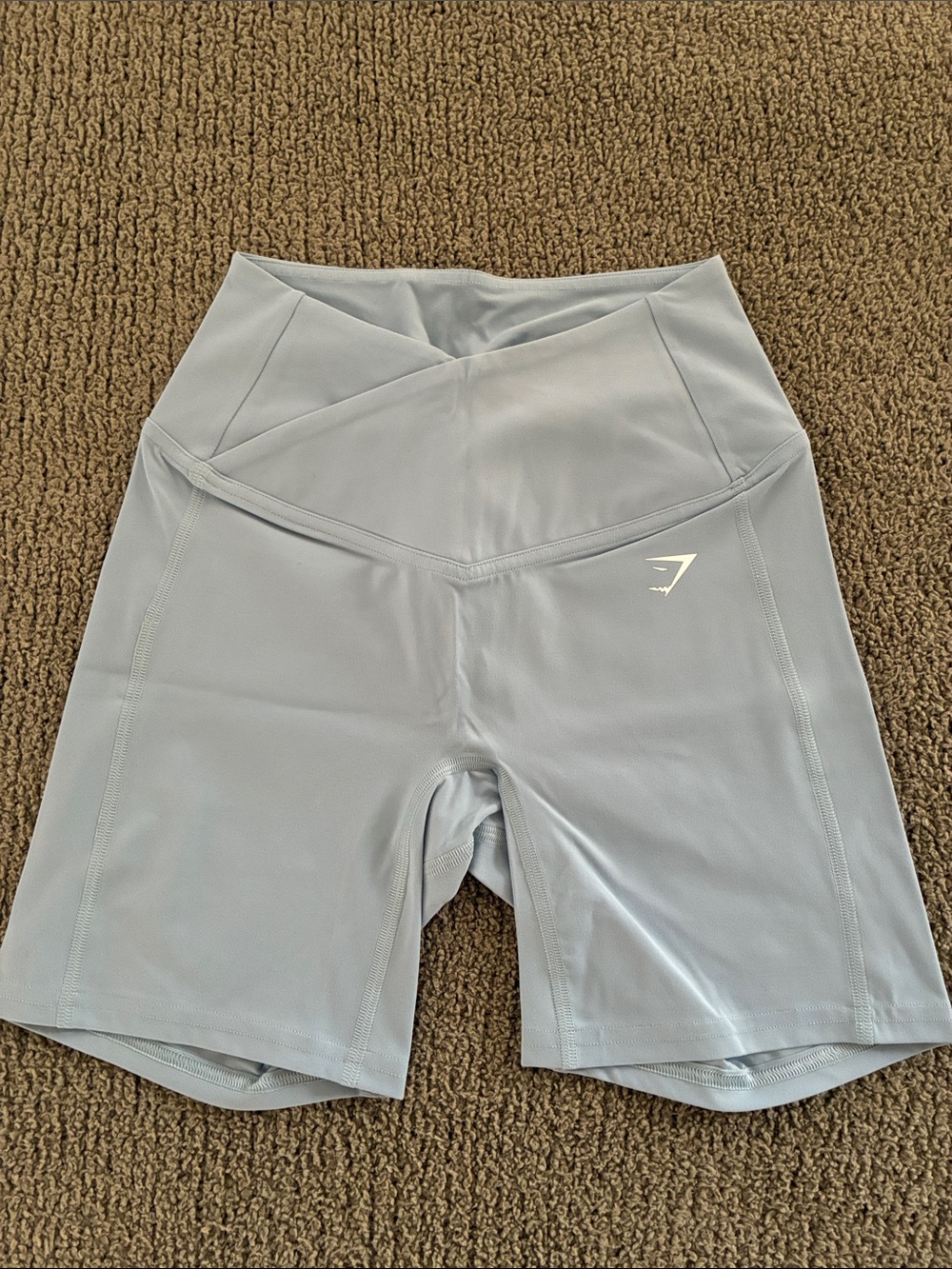 BRAND NEW: Gymshark Light Blue High-Waist V-Front Bike Shorts